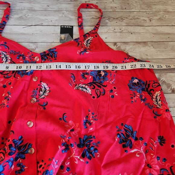 Torrid Washable Challis Button Down Tie Front Crop Top in Jaco Lollipop 2X NWT - Picture 8 of 11